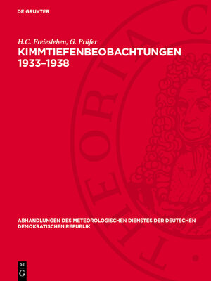 cover image of Kimmtiefenbeobachtungen 1933–1938